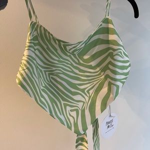 Green Zebra Print Princess Polly Silk top